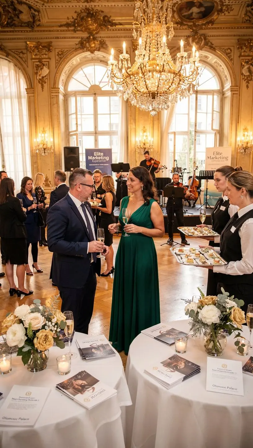 Obrázek skupiny lidí diskutujících o marketingových trendech na konferenci.