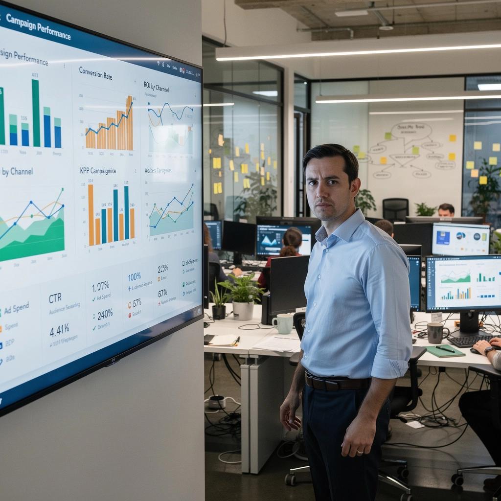 Tým odborníků na marketing, kteří diskutují o strategii propagační kampaně.