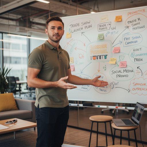 Propagační letáky rozložené na stole, připravené k distribuci návštěvníkům.